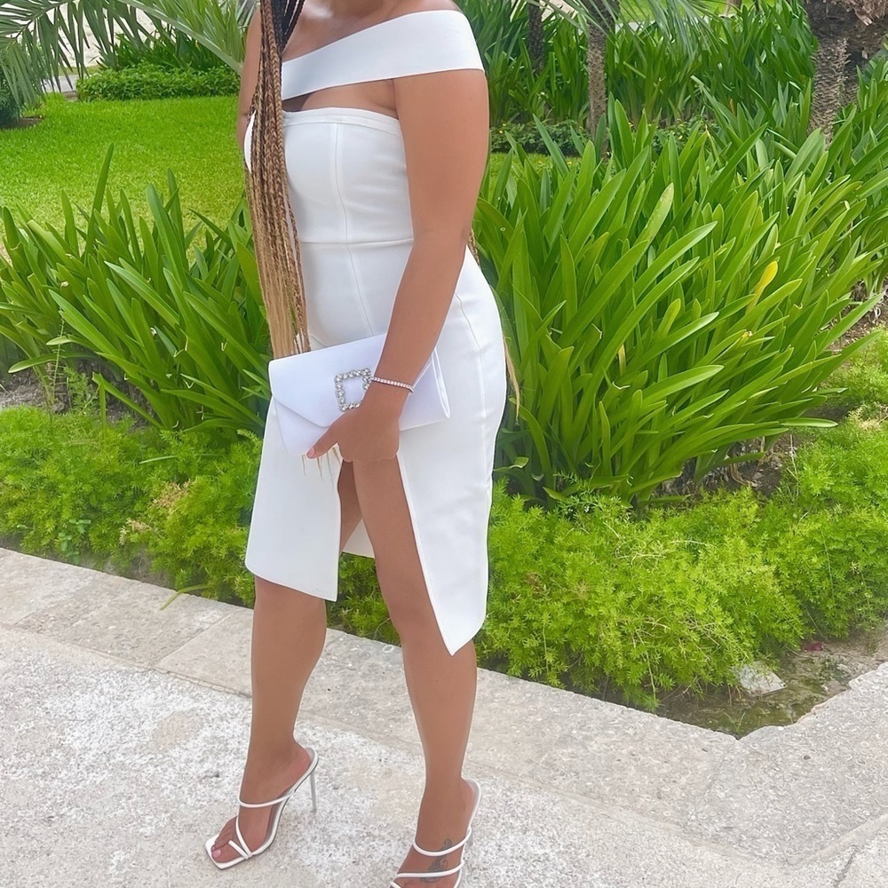 White high slit dress